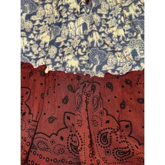 Lakhays Women's Boho Elephant Three-Tiered Long Skirt SM Multicolor - Picture 3 of 10